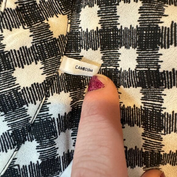 Foxcroft NYC Tunic Blouse Womens Black White Long Sleeve Button Front Size 6 - Picture 6 of 11